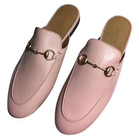 gucci womens light pink leather mues|Gucci mules.